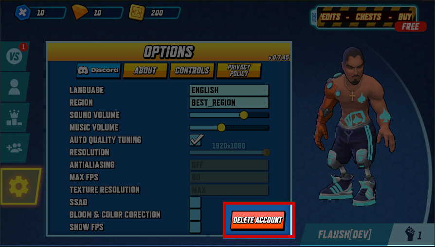 Step 2 - Delete Account